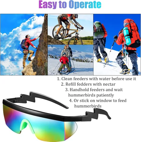 Miniatura 4 de 3 pares de gafas de sol retro semi sin montura de los años 80 y 90 con zigzag lentes transparentes de color arcoíris para hombres y mujeres