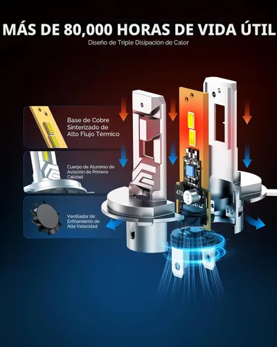 Miniatura 5 de Marsauto Bombillas LED H4, 1200% de brillo, 70000 lm, blanco frío 6500K, tamaño mini halógeno 1:1, anillo ajustable de 8 agujeros para haz perfecto