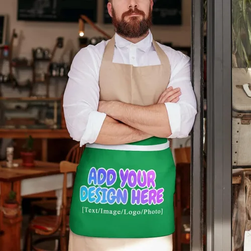 Miniatura 30 de AXKEUDO Delantal personalizado con bolsillos, delantales de cintura para camarera para cocinar en casa, restaurante, servir trabajo