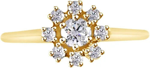 Miniatura 2 de AFFY Anillo con halo de diamantes naturales blancos en oro sólido de 10 K (0,23 quilates)