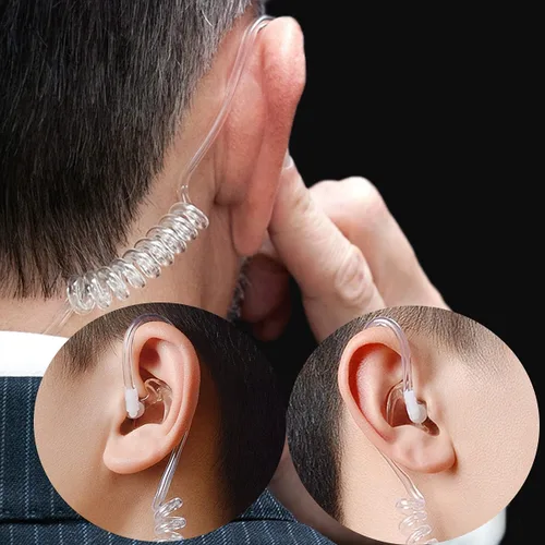 Miniatura 6 de HYS Receptor/escucha de 0.098 in solo auricular de tubo acústico de vigilancia hombro con un par de auriculares medianos (izquierdo y derecho)