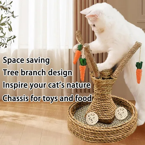 Miniatura 4 de Hamiledyi Juguetes para masticar conejo, ratán, rascador de hierba, trepador, árbol, divertido, árbol, zanahoria, juguetes para animales pequeños