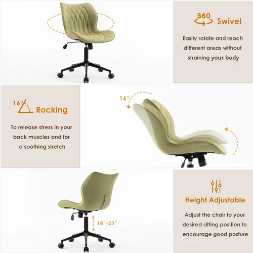 Miniatura 4 de YOUNUOKE Silla de escritorio sin brazos, cómoda silla de oficina con ruedas, silla ergonómica para el hogar, sillas ajustables para computadora