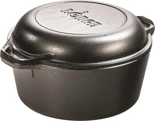 Miniatura 2 de Lodge Horno holandés doble de hierro fundido L8DD3, 5 cuartos de galón & Manufacturing Company GL10 tapa de vidrio templado, 10.25 pulgadas