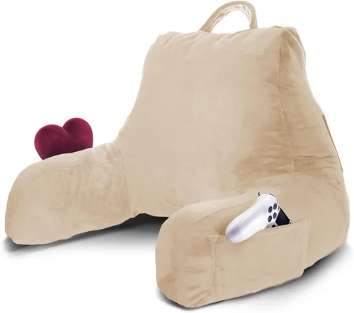 Miniatura 13 de Nestl Almohada de lectura para niños y adolescentes con espuma viscoelástica triturada, almohadas de respaldo para leer, ver y jugar, uso