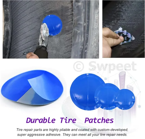 Miniatura 4 de Swpeet 25 piezas de 1.260 in, 1.654 in, 2.283 in, herramienta de reparación de parches de neumáticos y rueda de rodillo con raspador