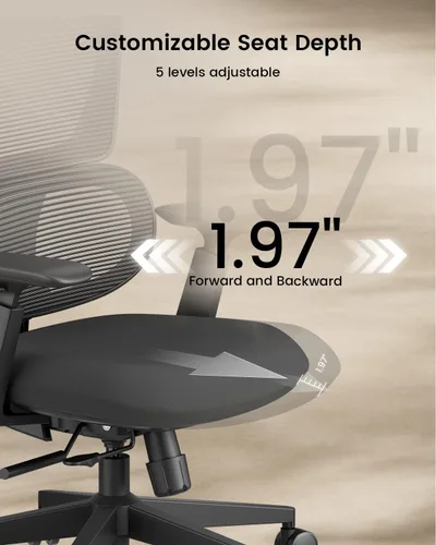 Miniatura 5 de ProtoArc Silla de oficina ergonómica EC300 ajustable lumbar con respaldo alto, asiento deslizante, reposacabezas 3D, reposabrazos más anchos, 4