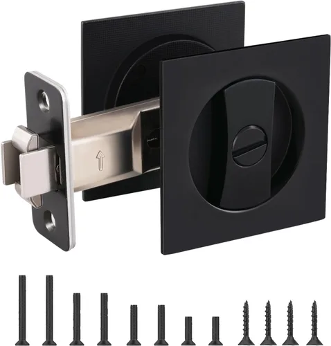 Miniatura 8 de Cerradura de puerta de bolsillo redondo con indicador, 1 paquete de accesorios contemporáneos de privacidad para puerta, pestillo de puerta de Oro