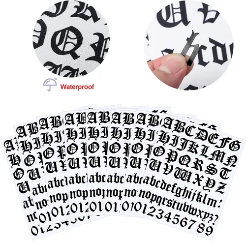 Miniatura 3 de Teling 8 hojas de calcomanías de vinilo con letras del alfabeto inglés antiguo, letras autoadhesivas para el regreso a clases, álbumes de recortes