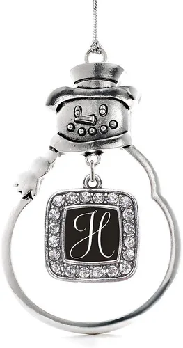 Miniatura 169 de Inspired Silver - Adorno de rodillo de reina - Adorno cuadrado de plata con muñeco de nieve con joyas de circonita cúbica