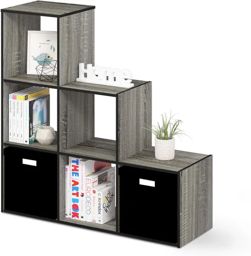 Miniatura 18 de Furinno - Estantería clásica para libros, estantes de almacenamiento, roble francés