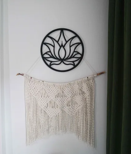 Miniatura 5 de dogalmasacom Arte de pared de metal de flor de loto, decoración de pared redonda de mandala de metal, arte de pared colgante para yoga, zen