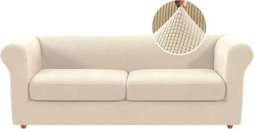 Miniatura 53 de Funda para silla Chesterfield de 2 piezas para sofá de 1 cojín, fundas para silla de brazo alto, 1 asiento, alta elasticidad, lavable, protector