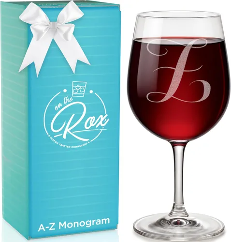 Miniatura 28 de Regalos de vino con monograma A-Z para mujer, copa de vino personalizada grabada de 12.75 onzas, regalos divertidos con monograma para amantes