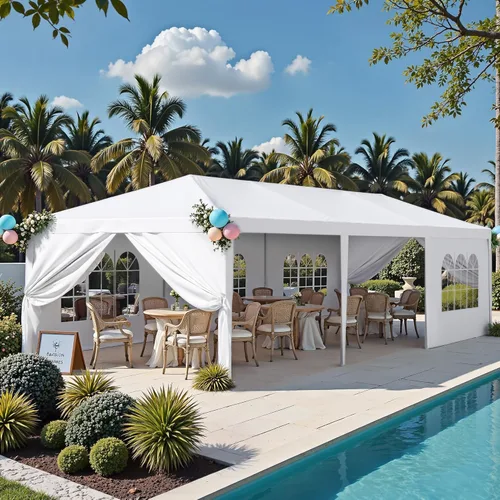 Miniatura 5 de Homall Tienda de campaña para fiesta de gazebo de 10 x 30 pies, toldo impermeable para exteriores con paredes laterales extraíbles, para bodas