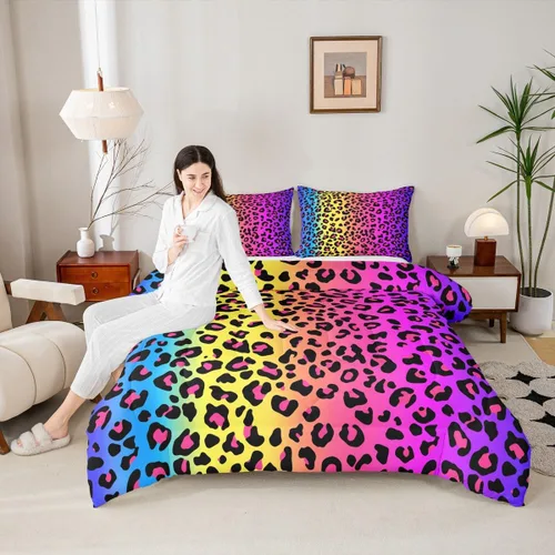 Miniatura 18 de Castle Fairy Juego de edredón con estampado de leopardo rosa y negro, juego de colcha de retazos de piel de cebra, tamaño King, para niños, niñas