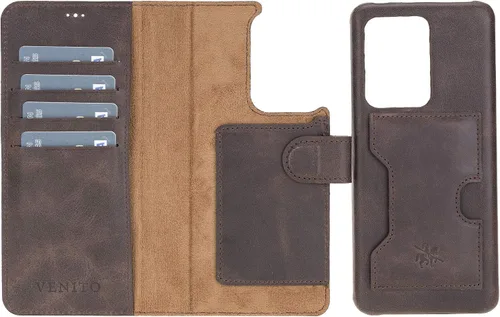 Miniatura 38 de Venito Florence - Funda de piel compatible con Samsung Galaxy S9, extra segura con bloqueo RFID, cartera desmontable para teléfono (gris decolorado)
