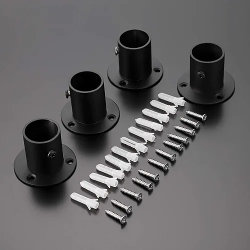 Miniatura 5 de OwnMy Paquete de 4 soportes de barra de acero inoxidable, soporte de tubo de montaje en pared con tornillos para armario, armario, barra de cortina