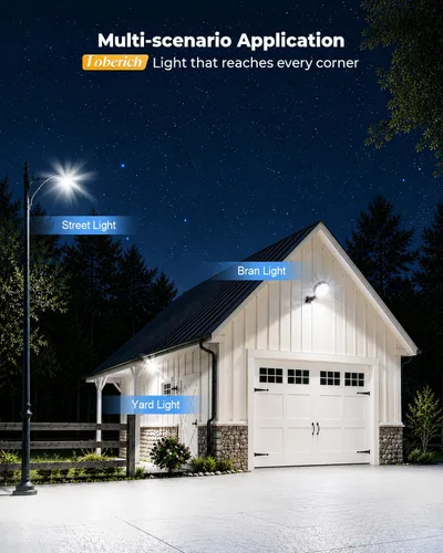 Miniatura 8 de toberich Paquete de 2 luces LED de granero, 150 W, 20000 lúmenes, luces de área de patio del atardecer al amanecer, iluminación al aire libre