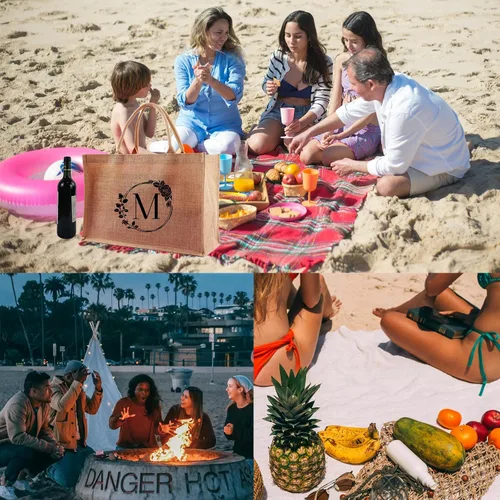 Miniatura 5 de A-Z - Bolsas grandes con iniciales con monograma para mujeres, regalos de agradecimiento para profesores, madres para el día de la madre