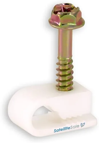 Miniatura 9 de SatelliteSale Clips redondos blancos de un solo clavo para Ethernet Coaxial Teléfono Cable TV Cable Gestión de Cable 100