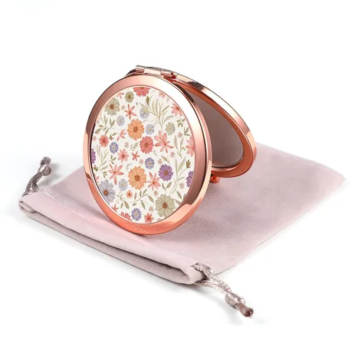 Miniatura 9 de Espejo Compacto Oro Rosa Espejo de Maquillaje Mini Espejo de Bolsillo Plegable Espejo de Mano Portátil de Doble Cara 2x 1x Aumento para Mujeres