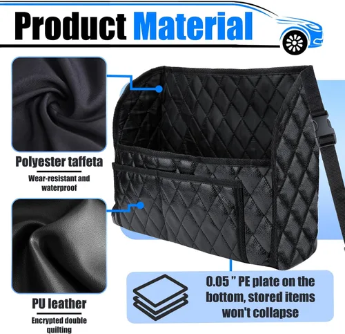 Miniatura 8 de BFXM Soporte para bolso de automóvil entre asientos, bolsillo organizador de cuero para asiento delantero, bolsillo de red de gran capacidad, bolsa
