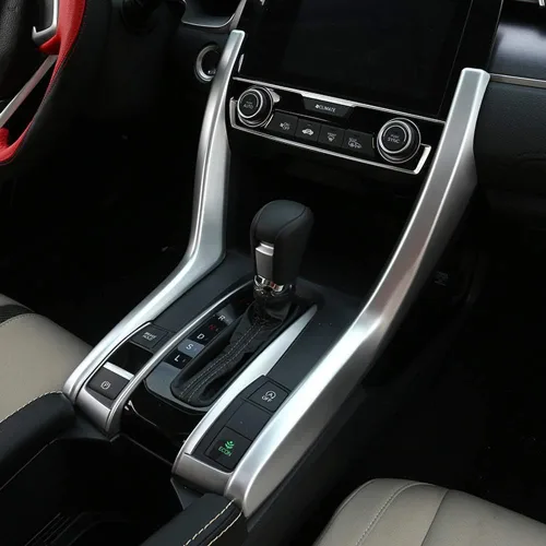 Miniatura 9 de Kadore Tira de moldura de palanca de cambios interior de fibra de carbono para Honda Civic 10ª generación LHD 2016 2017 2018 2019 2020 2021