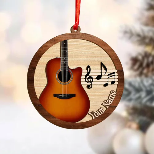 Miniatura 15 de MoonArt Adorno personalizado de guitarra de piano, nota musical de piano, adorno con forma de madera acrílica, regalo para amantes de la guitarra