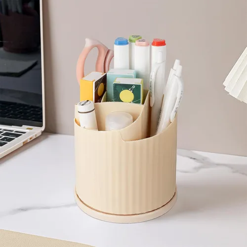 Miniatura 5 de Anyoifax Organizador giratorio de 360 brochas de maquillaje con 5 ranuras para brochas de maquillaje, taza en forma de flor, soporte para bolígrafo