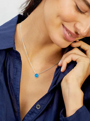 Miniatura 9 de ChicSilver Collar de plata de ley 925 con forma de corazón, redondo, pera, esmeralda y piedra natal simulada, regalo de cumpleaños para mujeres
