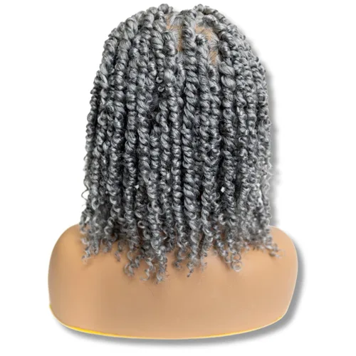 Miniatura 32 de PIB Peluca de encaje completo individual de 12 pulgadas, diseño de Passion Twist con raya cuadrada, pelucas trenzadas sin nudos para mujeres negras