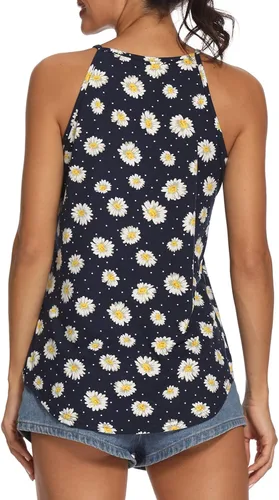 Miniatura 4 de LouKeith - Camisetas sin mangas para mujer, estilo casual, con estampado fluido, sin mangas, de algodón, suave, para verano, blusas