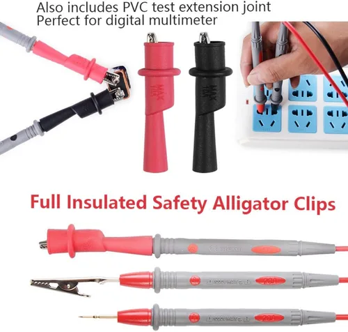 Miniatura 8 de HANDSKIT Kit de cables de prueba de multímetro, juego de cables de prueba con pinzas de cocodrilo, sonda de mini ganchos de prueba y sondas