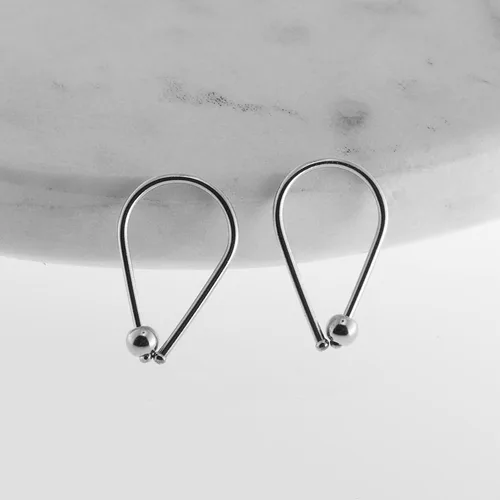 Miniatura 15 de Aretes pequeños de plata de ley 21 GA de 0.472 in con gancho de arco de herradura