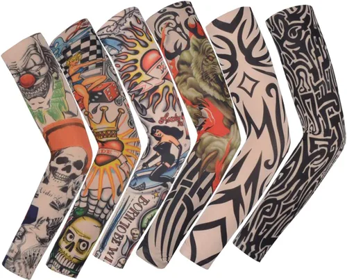 Miniatura 9 de Falsas mangas temporales de tatuaje resbalón en el brazo protector solar cuerpo arte brazo medias