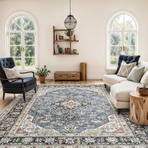 Miniatura 53 de Alfombras de área 9x12 para sala de estar: Alfombra oriental lavable de 108 pies cuadrados para dormitorio - Alfombra de pelo bajo ultra delgada