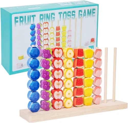 Miniatura 6 de Juego de rompecabezas apilable de anillos de arco iris de ritmo rápido 2026, juego de desafío de coincidencia de colores de madera para amantes