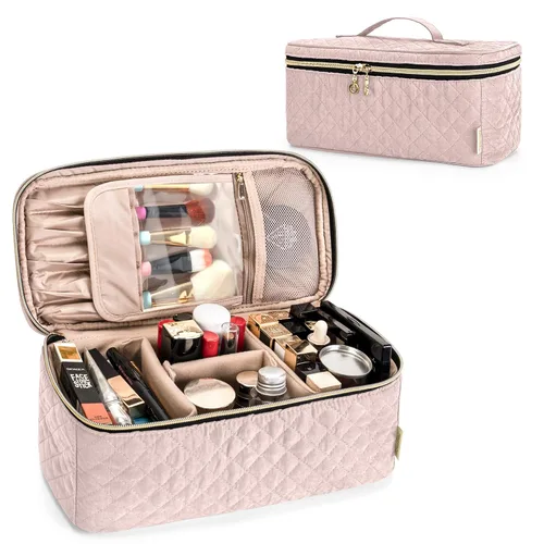 Miniatura 12 de Teamoy Estuche de viaje para brochas de maquillaje, bolsa organizadora de maquillaje con asa para brochas de maquillaje (hasta 8 pulgadas) y Negro