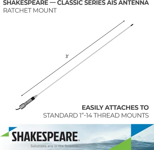 Miniatura 2 de Shakespeare 5250-AIS Antena de látigo de acero inoxidable AIS de perfil bajo de 36