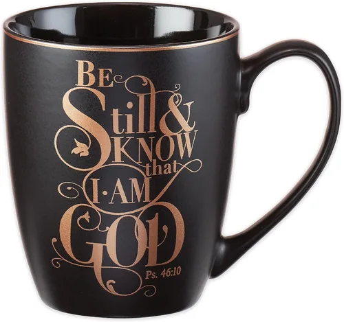 Christian Art Gifts Taza de café de cerámica negra mate – 12 oz. Taza de café y té inspiradora sin plomo ni cadmio para hombres y mujeres con