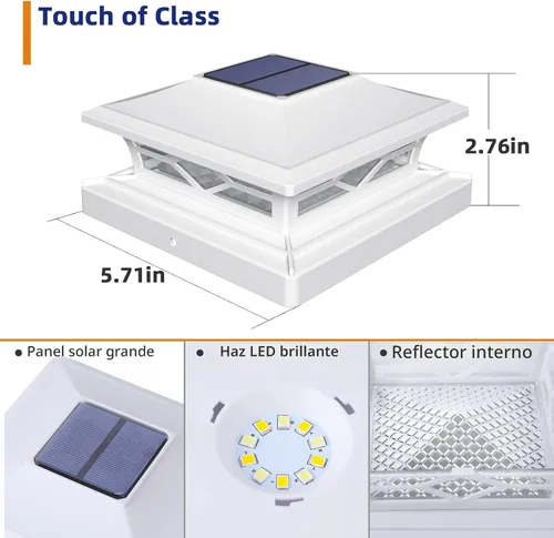 Miniatura 4 de APONUO - Luces solares para punta de poste, paquete de 6, 2 modos, luces solares para postes de valla, IP65 impermeables, encendido/apagado
