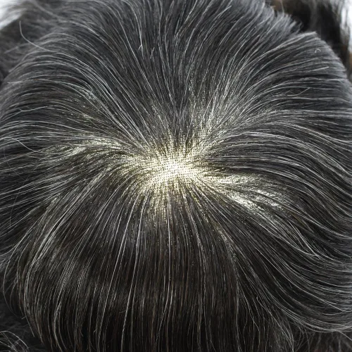 Miniatura 5 de Toupee Hair System For Men Real Human Hair Swiss Lace Mens Toupee Men Hair Replacement System Natural Hairline Mens Hairpieces 6X8"-80% light