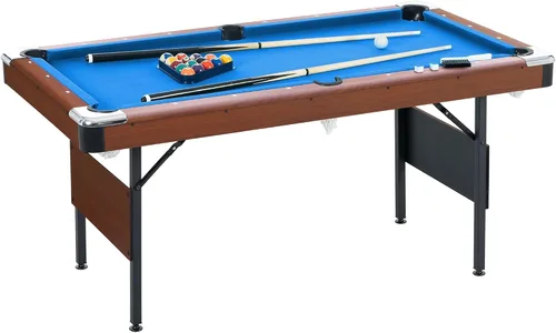 Ditkoko Mesa de billar, mesa de billar plegable de 64 pulgadas con bolas, tacos, tiza, cepillo y triángulo, juego de mesa de billar para sala de