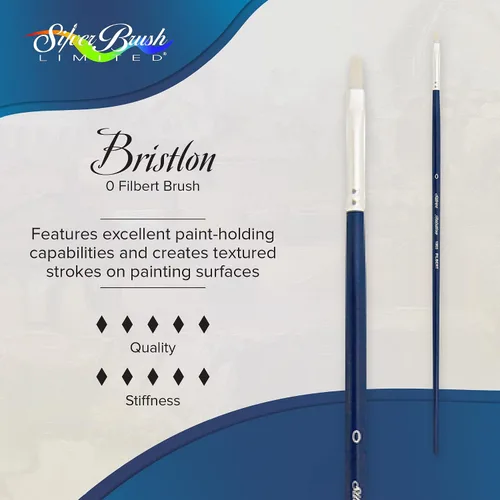 Miniatura 2 de Silver Brush 1903-0 Bristlon - Cepillo de filamentos de mango largo, sintético rígido, filbert, tamaño 0