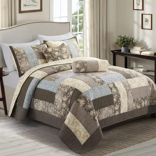 Miniatura 14 de L'IRISDOM Juego de ropa de cama Queen 100% algodón, colcha de retazos bohemios, colcha acolchada para todas las estaciones