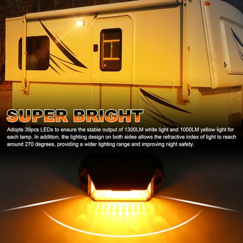 Miniatura 8 de Luz exterior para caravana, luz LED de aluminio de 1300 lm con doble color blanco/ámbar para caravana, remolques, camiones, porches, remolque, 5ª