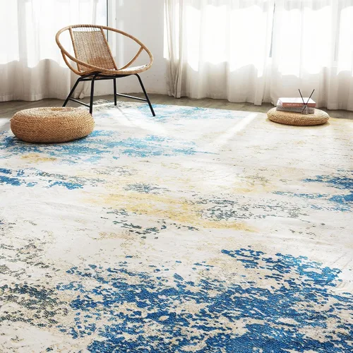 Miniatura 46 de Carvapet 9x12 Alfombras grandes para sala de estar y dormitorio, alfombra moderna lavable azul de pelo bajo con respaldo de goma, plegable, alfombra