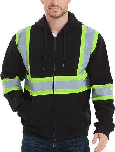 ProtectX Hi Vis - Sudadera con capucha para hombres y mujeres, de alta visibilidad, reflectante, con bolsillos, para construcción, trabajo, clase 3