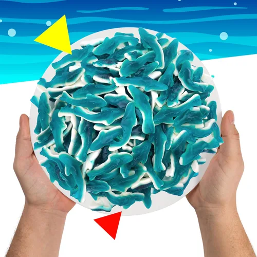Miniatura 6 de Caramelo de tiburones gomosos Bolsa de 1 libra Sabores de frutas mixtas